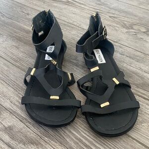 Steve Madden Black Sandals with Gold Accents
